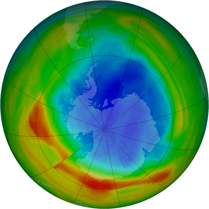 Antarctic ozone map for 30 September 1982
